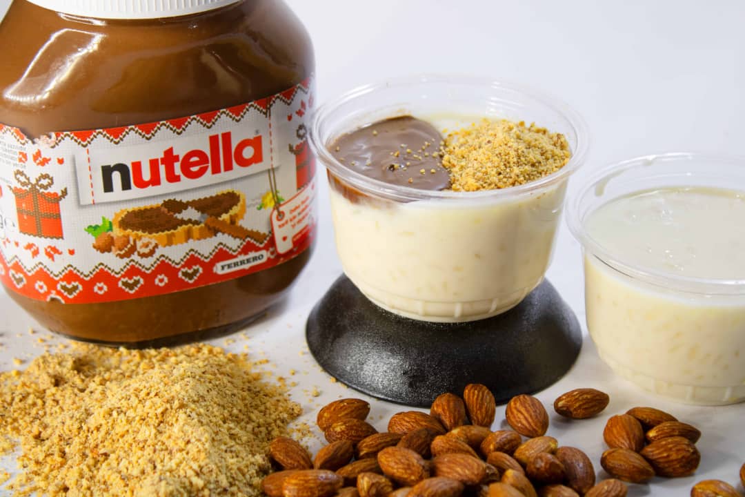 أرز باللبن بالمكسرات والنوتيلا 