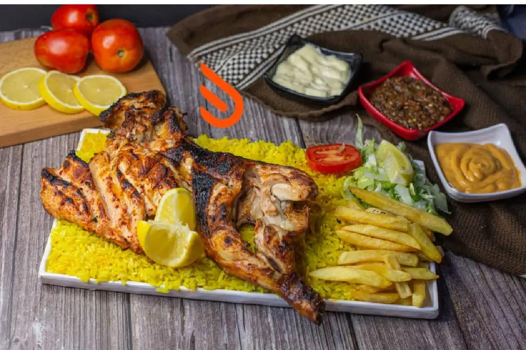 نص دجاجه مشوية